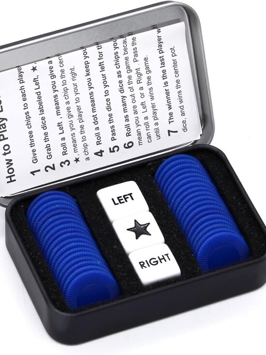 Other - Left Right Dice Set with 3 Dices + 36 Blue Chips Blue